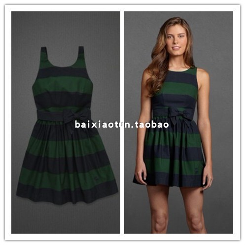 In-Stock Abercrombie Fitch Af Women's Plaid Dress with Bowknot Tank Top Short Dress