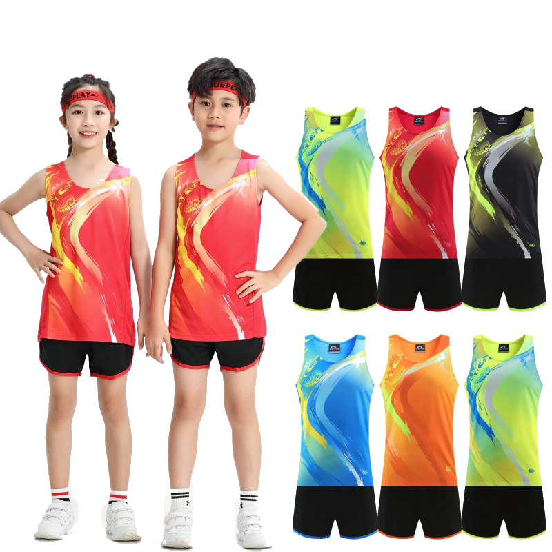 Children's track and field training suit suit men and women national team primary and middle school students running marathon short run body test delivery-Taobao