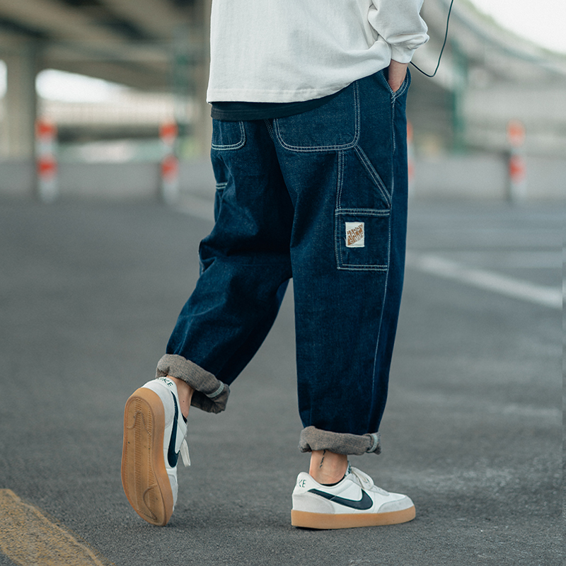 BDCT American retro pocket jeans Fall Tide Youth Lax and straight pants