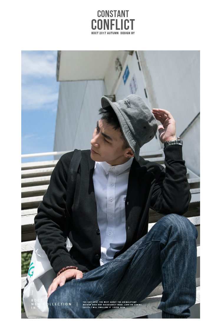BDCT tự chế thương hiệu áo len nam cardigan mùa thu mỏng phần V-cổ mỏng đan áo len áo len gile nam