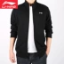 Li Ning thể thao đan áo len áo khoác cardigan cổ áo dây kéo giản dị cộng với nhung thể thao mùa xuân nam - Thể thao lông cừu / jumper Thể thao lông cừu / jumper