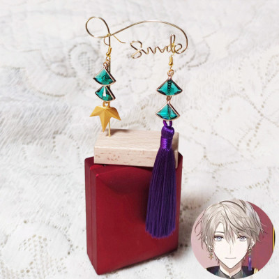 taobao agent COS props virtual anchor Rainbow Society vtuber Jia Feitian Qing earrings/ear clip a pair