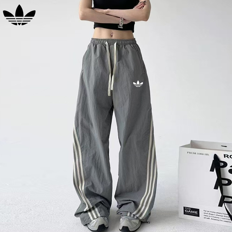 Outlet Discount Three-Stripe Classic Sports Twist Pants for Men and Women, Loose Wide-Leg Summer Thin Casual Quick-Dry Long Pants