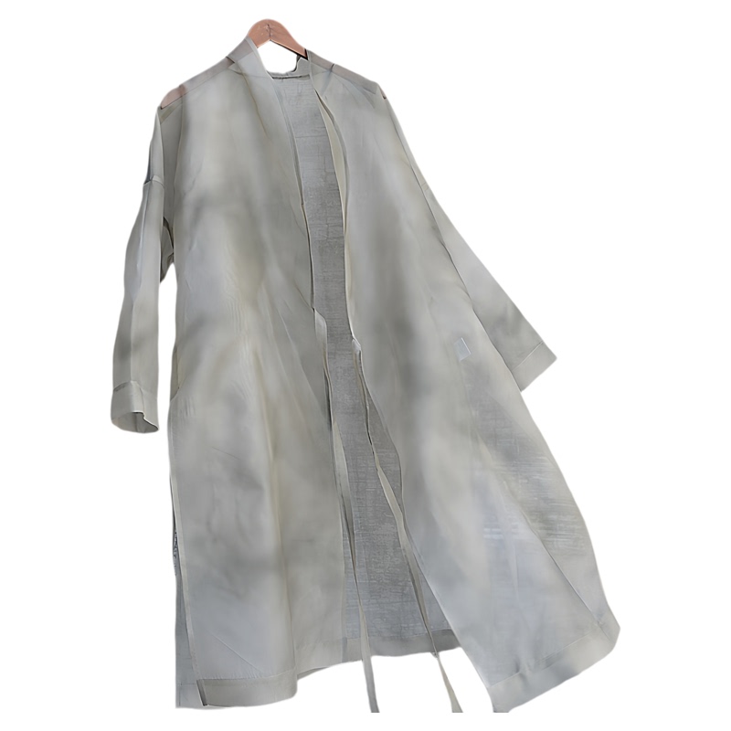 Original High-Quality Mulberry Silk Organza Summer Sun-Protective Long Robe, Vintage Chinese Style, Flowing, Sheer, Beautiful and Stylish