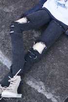 endlsss]Black denim hole burr pants baby pants 3 points 13 male uncle bjd pants baby clothes