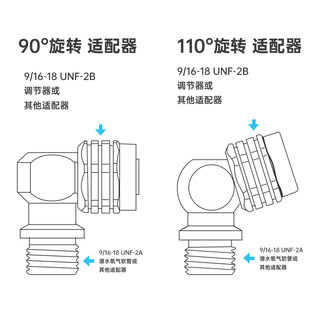 Dideep sekundär-atemschutzmaske, universalkopf, 360-grad-schwenkkopfadapter, messing verchromt