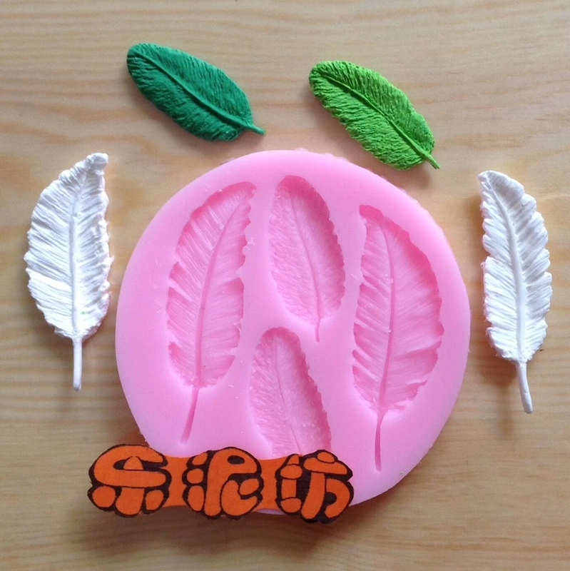 Feather Silicone Mold Ultralight Clay 3D Color Clay Soft Clay Handmade DIY Tool Fondant Chocolate Leaf Model Model - Đất sét màu / đất sét / polymer đất sét,