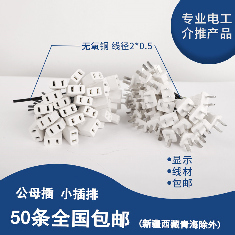 With wire 2-hole female plug monitoring 10A power plug 2-pin 2-pin female head 220V waterproof AC head socket