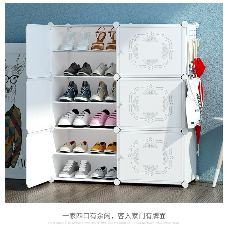Tủ giày đơn giản lắp ráp nhiều lớp nhựa ký túc xá nhỏ hộ gia đình tỉnh không gian kinh tế lưu trữ tủ chống bụi - Kệ