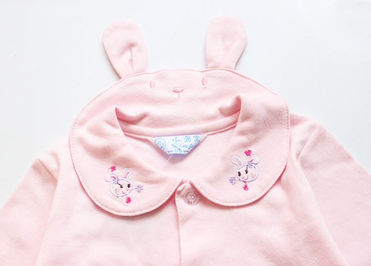 Mùa xuân và mùa thu Baby Cotton đáy áo Cotton Baby dài tay áo búp bê Cô gái hoạt hình thêu áo ve áo áo thun bé gái thu đông