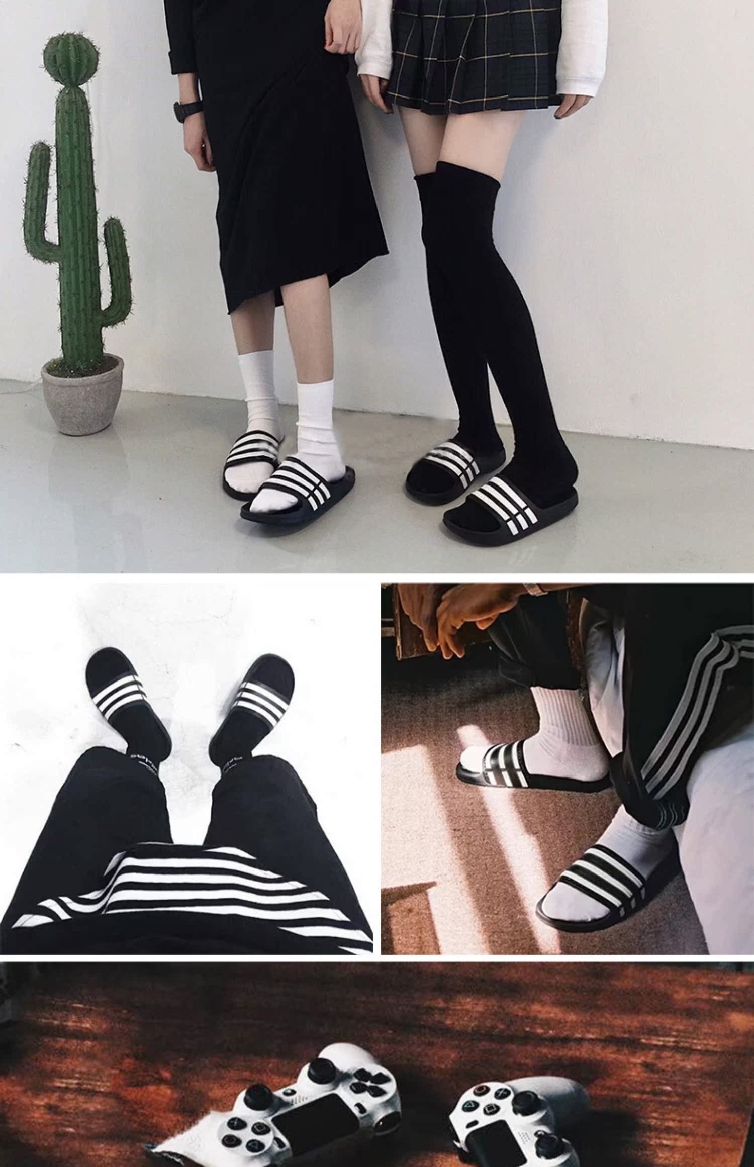 Dép Adidas nam 2019 hè mới giản dị đi biển sọc trắng đen thể thao thoáng khí G15890 - Dép thể thao dép lv chính hãng