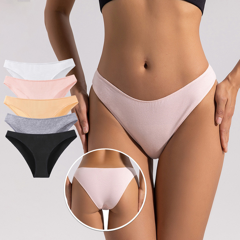 3 Pairs of Simple Pure Cotton Underwear for Women, Low-Waisted, Half-Coverage, Skin-Friendly, Breathable, Lightweight, European and American Large Size, All-Cotton Briefs