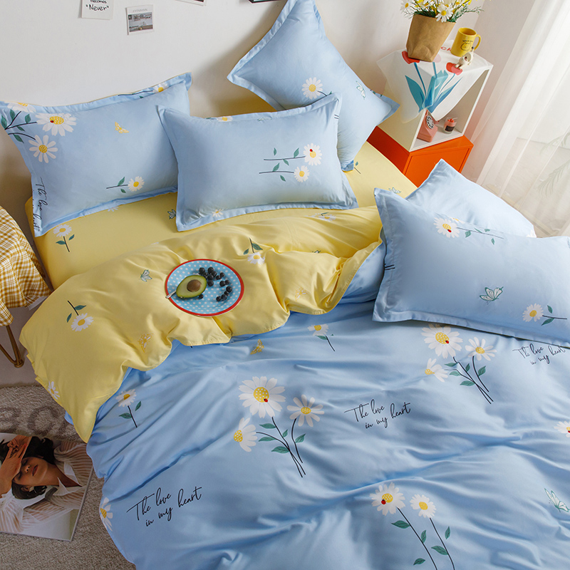 Fields Garden Ins Wind Four Pieces of Washed Cotton Single Quilt Cover Bed bedding Covered Bed Linen Student Dormitory Three Sets