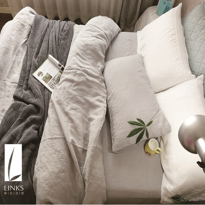 European linen raw material 100% pure linen water washed all-hemp breathable bacteriostatic pillowcase with four-piece bed set