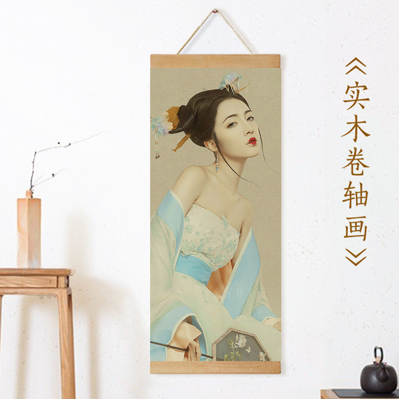Photo Customized New Chinese Scroll Hanging Ancient Fengzheng Wood Painting Axis Extended Wall 24 36 42 48 inch Made