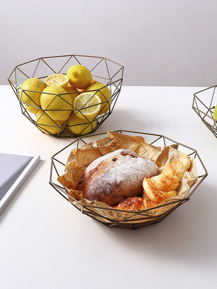 Living Room Iron Art Fruit Pan Nets Red Drain Fruit Dry Fruits Pan Home Creative Modern Nordic Wind Tea Table Snack Basket