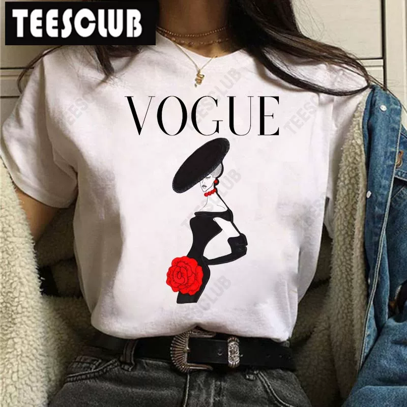 [Vogue Lip T Shirt Женская футболка с ярким принтом губ]
