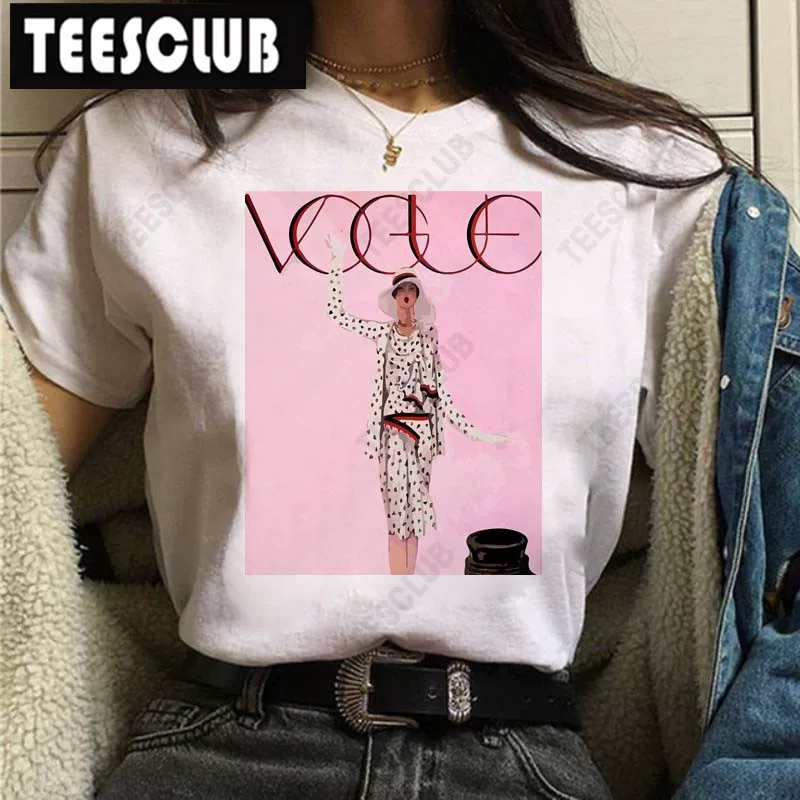[Vogue Lip T Shirt Женская футболка с ярким принтом губ]