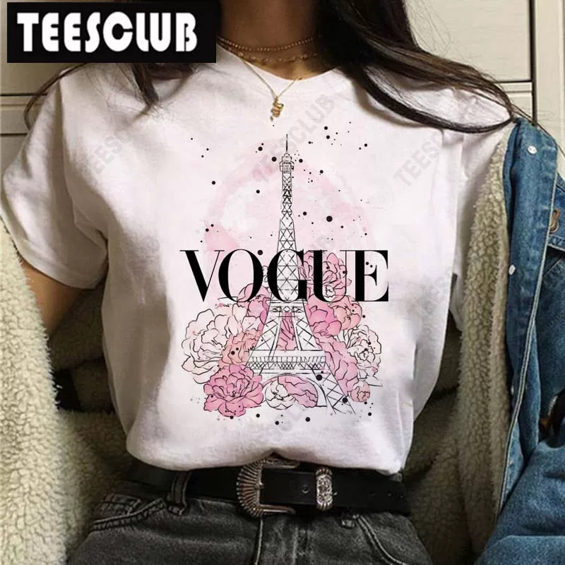 [Vogue Lip T Shirt Женская футболка с ярким принтом губ]