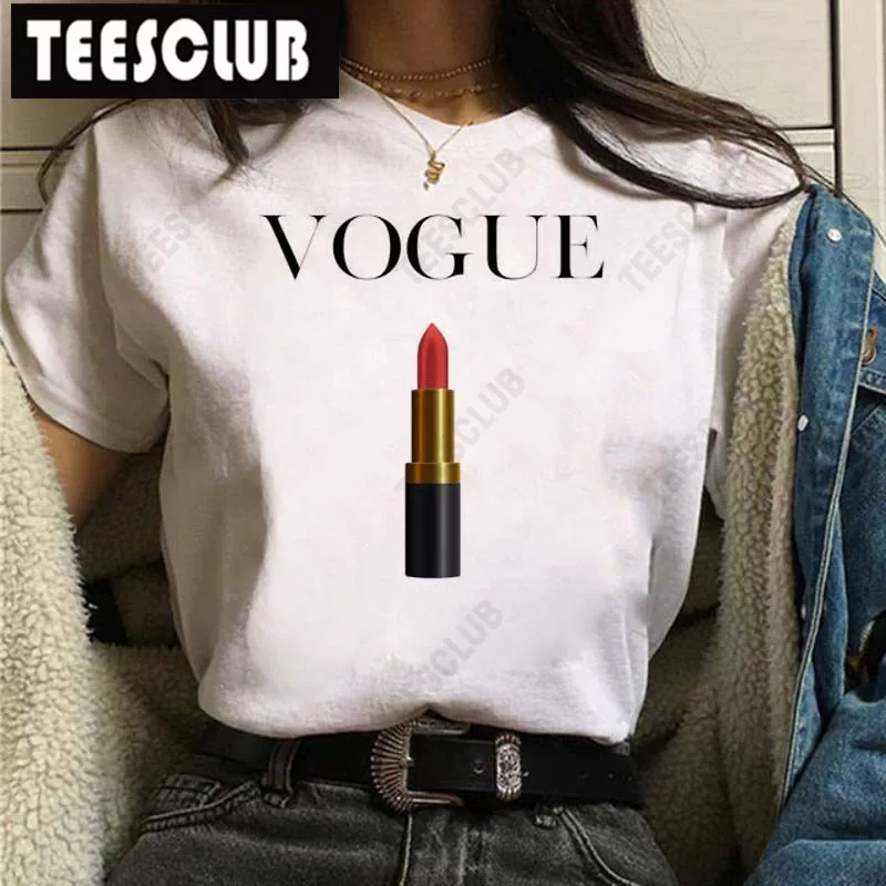 [Vogue Lip T Shirt Женская футболка с ярким принтом губ]