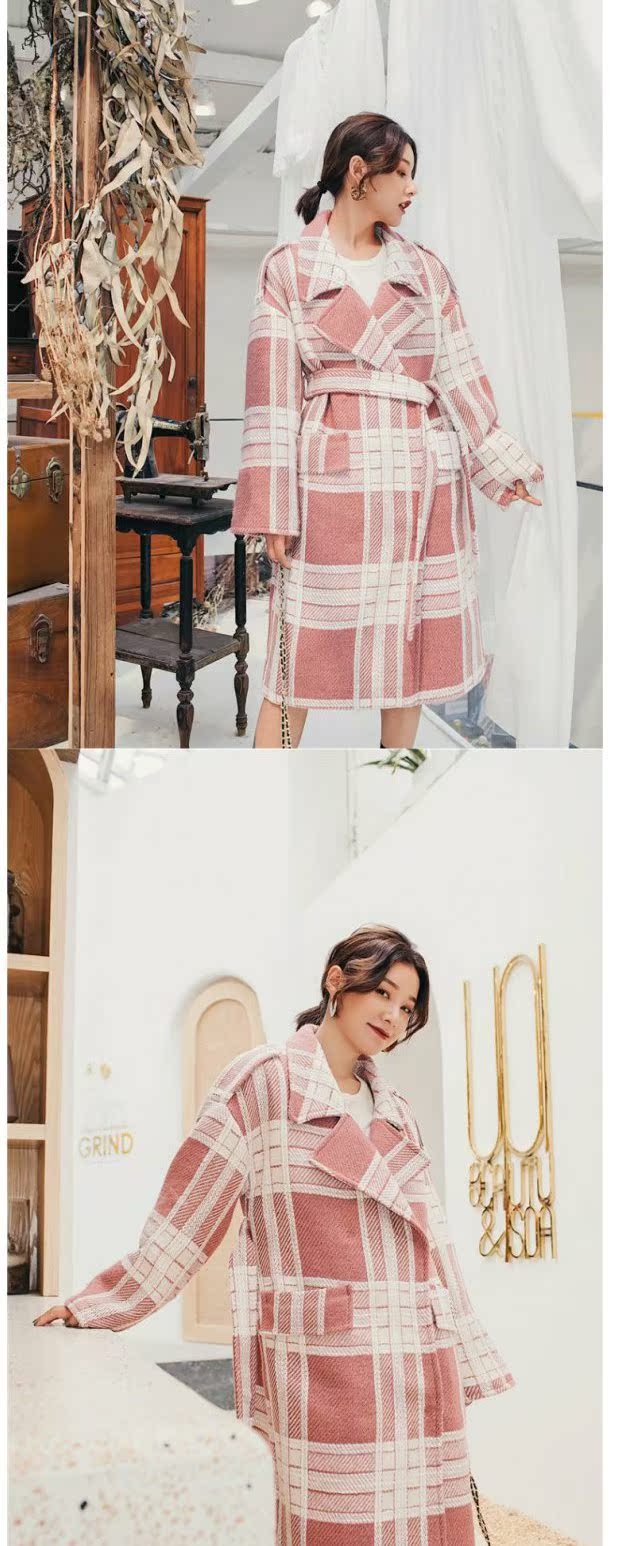 Retro gốc dán phù hợp với cổ áo len áo khoác lỏng lẻo raglan tay áo len len thắt lưng mùa đông áo khoác dạ nữ dáng dài