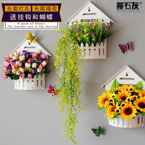 Room wall hanging plastic flower basket wall decoration suit Simulation flower wall hanging finished fake flower Indoor wall Tanabata decoration