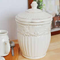 Baroque Vintage Storage Jar Ceramic Sealed Jar Food Grains Sugar Jar Featured Ornament Bottle