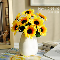 Sunflower Nordic style vase Silk flower simulation flower suit Fake flower Table flower decoration Interior decoration Floral art