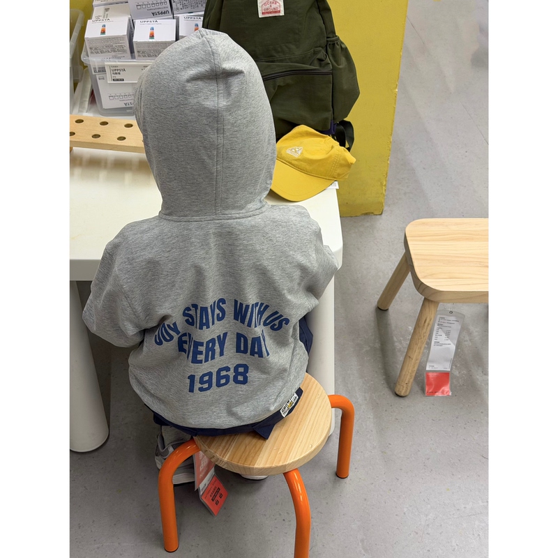 Minisheep Kidsren's Japanese-Style Cotton-Feel American-Style Lettered Hooded Jacket