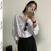 Long-style Temperament White Long Sleeve Shirt Woman Han Version New Loose Ins Small Crowd Lining High-end Fashion