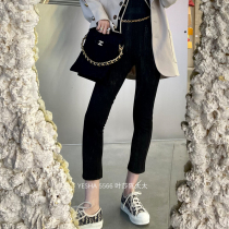 5566 Yesha Europe Station 2021 autumn and winter New European chain slim straight pants small feet plus velvet ankle-length pants