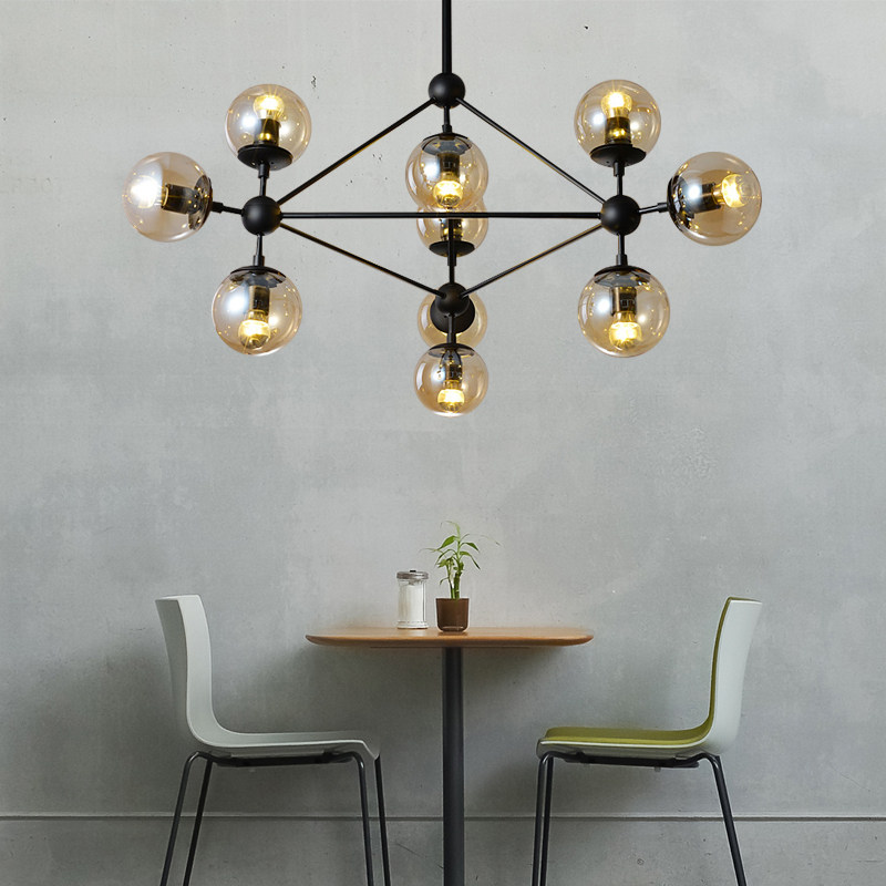 简约北欧创意个性吊灯 美式乡村LED玻璃圆球服装店铺大客厅餐厅灯