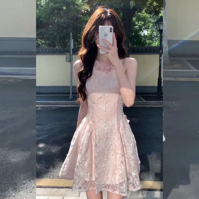 Pink Evening Dress for Women, Light Luxury, Niche, High-End, Sweet Princess Dress, Coming-Of-Age Ceremony, Birthday Party, Petite Size