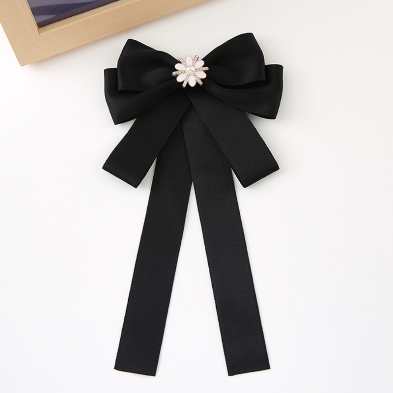 Bow Tie Women's Decorative Original Rhinestone Streamer Ribbon Sweet Elegant Shirt Jacket School Uniform Brooch Collar Decoration