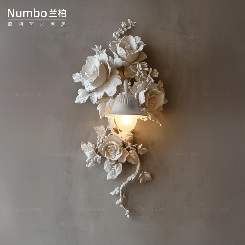 Lanbai French-Style Wall Lamp, Cream-Style Living Room Background Wall, Vintage Carved Lighting, Cozy Dining Room, Bedroom, Artistic Lighting Fixtures