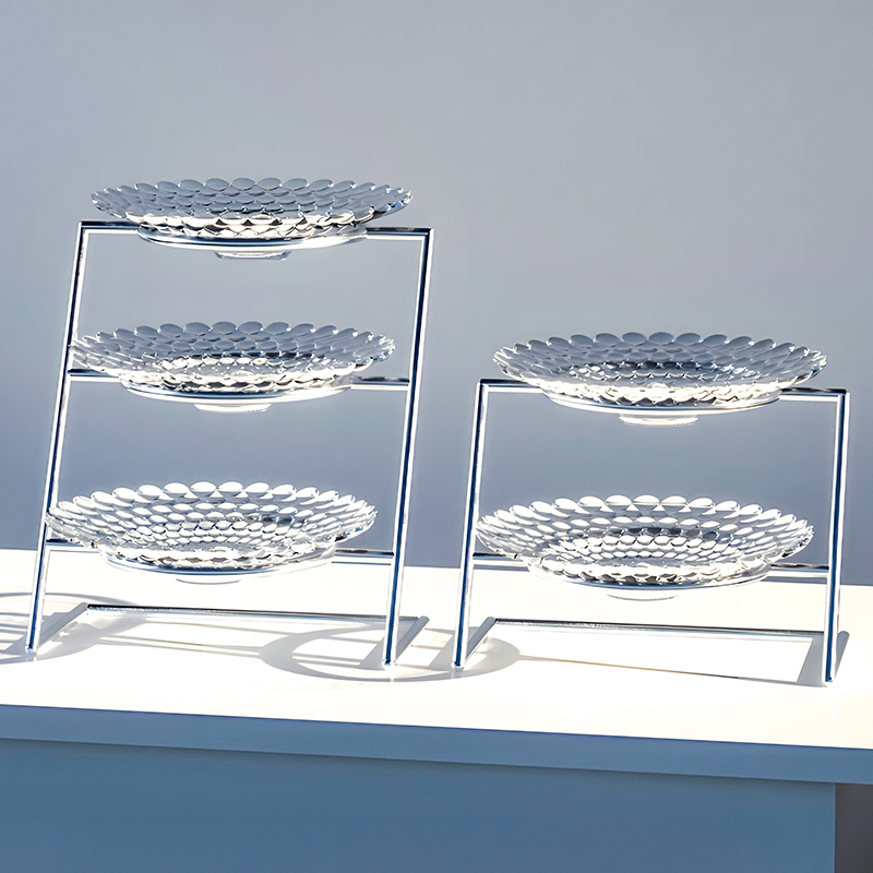 Hotel Breakfast Buffet Table Double-Layer Display Rack Dessert Utensils Three-Layer Fruit Plate Cold Dish Rack Multi-Layer