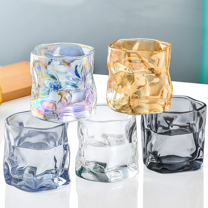 Crystal Glass Cup, Water Cup, Tea Cup, Wine Glass, Colorful Blue Liquor Cup, High-End Heat-Resistant Unique Home Use ins Style