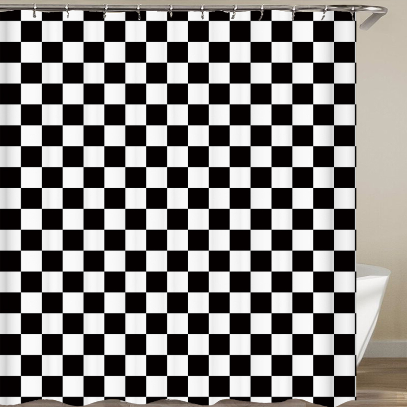 Classic Black and White Checkerboard Pattern Background Cloth Decorative Hanging Cloth Triangular Geometric Pattern Shower Curtain Water-Blocking Curtain Classic Black and White Checkerboard Pattern Background Cloth Decorative Hanging Cloth Triangular Geometric Pattern Shower Curtain Water-Blocking Curtain