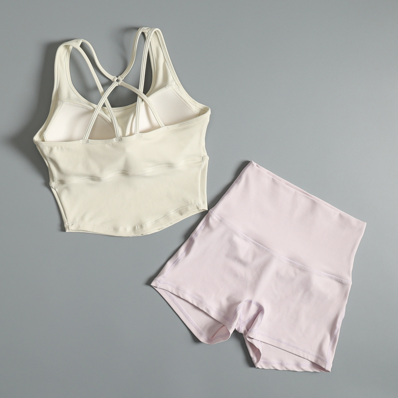 Running Set for Women, Summer Trendy High-End Gym Training Quick-Drying Beautiful Back High-Waisted Butt-Lifting Yoga Fitness Shorts