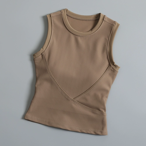 Топ с чашечками, одежда для йоги для йоги, тонкая быстросохнущая футболка без рукавов, майка для спортзала