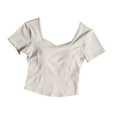 Одежда для йоги, топ с чашечками, спортивная элитная футболка с коротким рукавом для тренировок для спортзала, яркий броский стиль, по фигуре