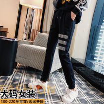 Hot drill long pants 2021 new big code casual pants Korean version loose fat mm sports pants women ins overfire pants