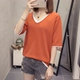 Оранжевый комплект, V-образный вырез, короткий рукав