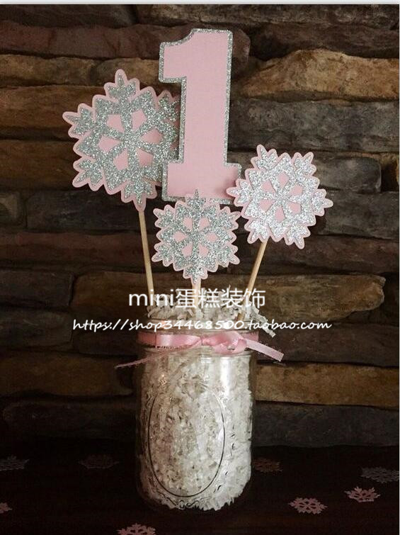 mini Cake Decoration Romantic beauty Digital 1 Snow Series Dessert Birthday Party Decoration Products