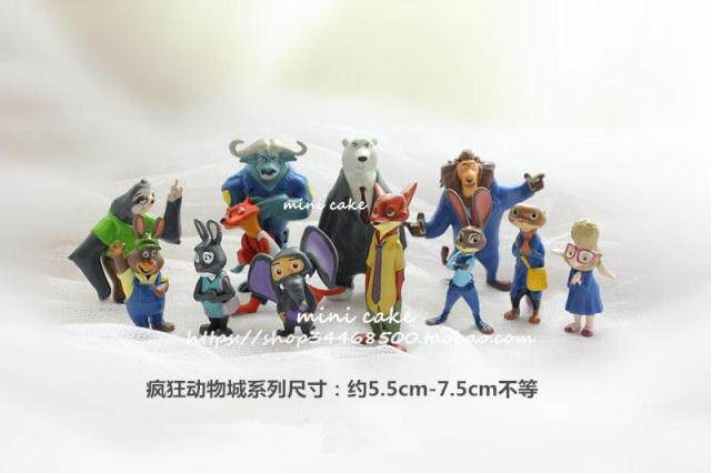 mini Cake Decorated 12 Animal City Handle Paddles for Birthday Party Dolls