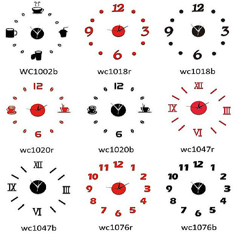 Creative DIY wall clock acrylic round clock wall sticker photo wall wall clock silent clock sweep second movement living room clock