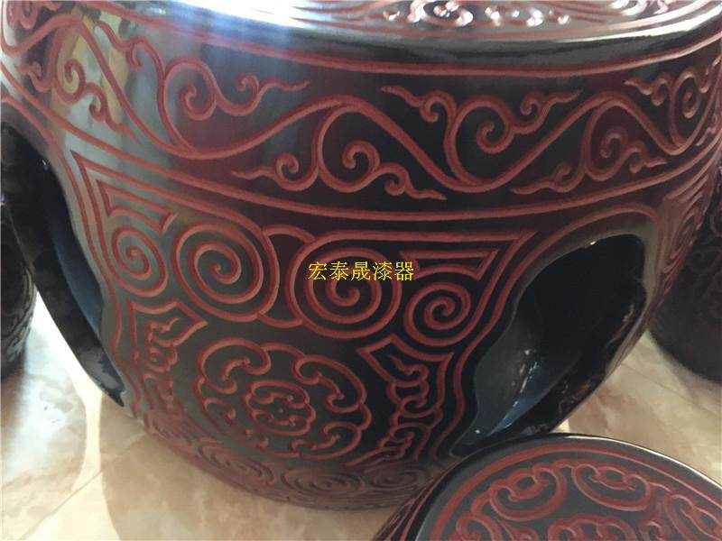 товар из китая 平遥漆器茶桌绣墩 剔犀工艺品 云纹雕刻万事如意乔迁新居礼品 OTHER