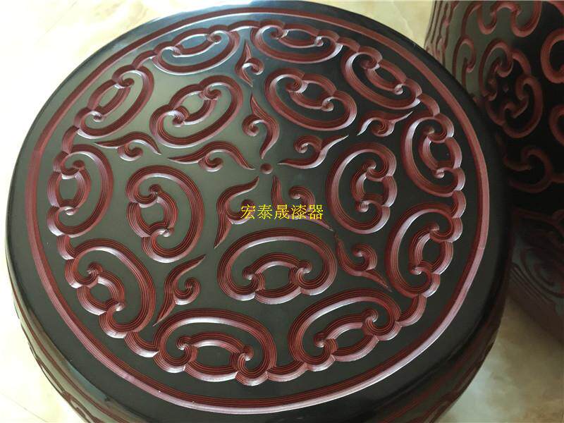 товар из китая 平遥漆器茶桌绣墩 剔犀工艺品 云纹雕刻万事如意乔迁新居礼品 OTHER
