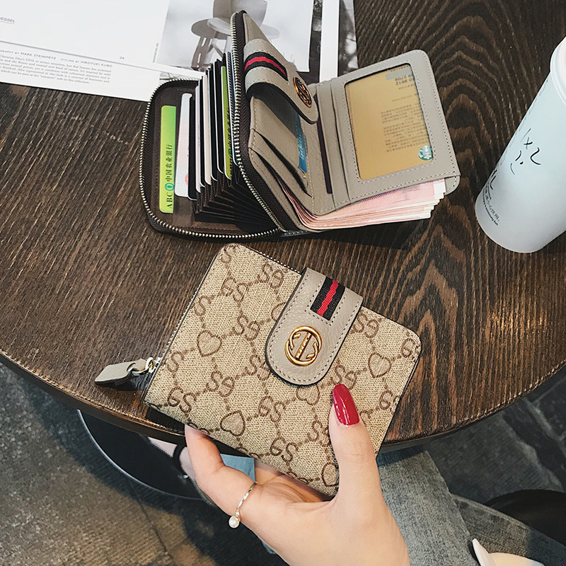 Card bag ladies exquisite high-end 2022 new short leather soft wallet all-in-one bag high-end card