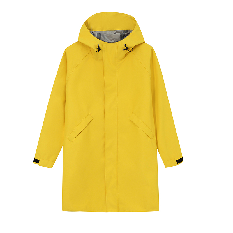 Long Raincoat Hiking Jacket Single-Layer Fully Taped Windproof Hooded Trench Coat Workwear Stylish Heavy Rain Raincoat for Men